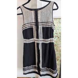 Studio M - Abstract/Geometric Black and White Dress with trim (Medium)